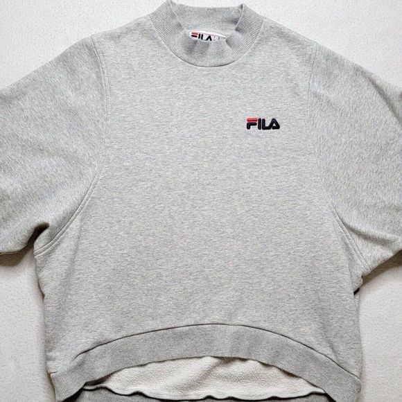 Fila Tops - FILA Sweatshirt Women's Size Medium Gray Y2K Oversized Mock Neck